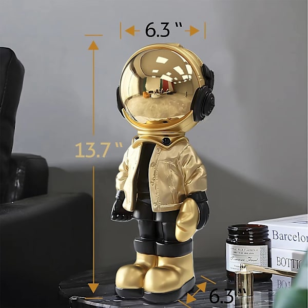 Astronaut Statyer Rymdman Skulptur Harts Figurer Barnpresenter Guld Figur Dekoration Rum Dekor för Män, Hem och Hantverk Skrivbordstillbehör Bordsskiva D