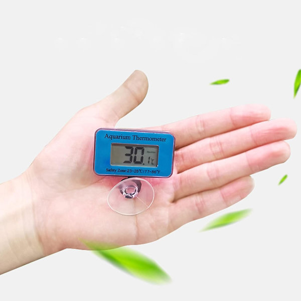 Akvarie Termometer, Digital Vandtæt Termometer med Sugekop Fisketank Vandtemperatur Termometer til Fisk Som Betta(Blå)