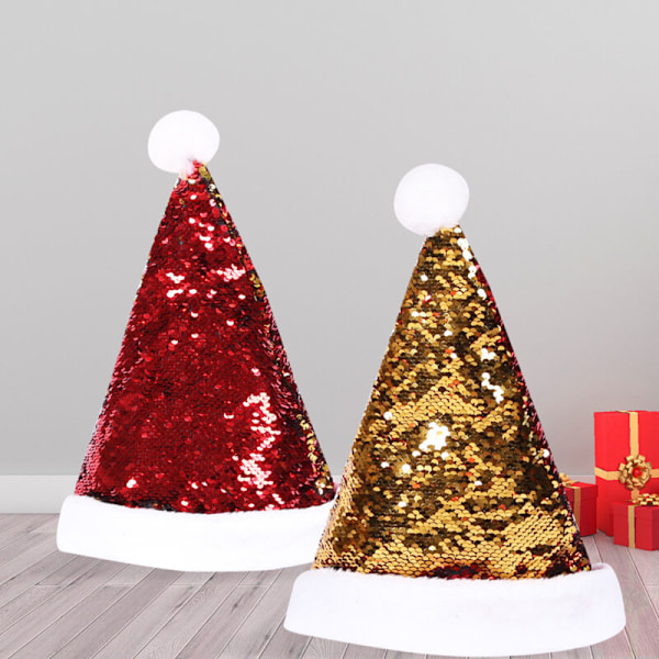 Julenissehatt med glitter, 2 stk, julehatter for tenåringer og barn, juletilbehør, standtilbehør