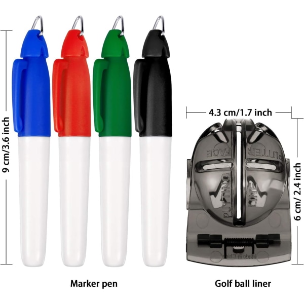 4 st golfboll justeringsverktyg bollmarkering klämma och 3 st golfboll markör