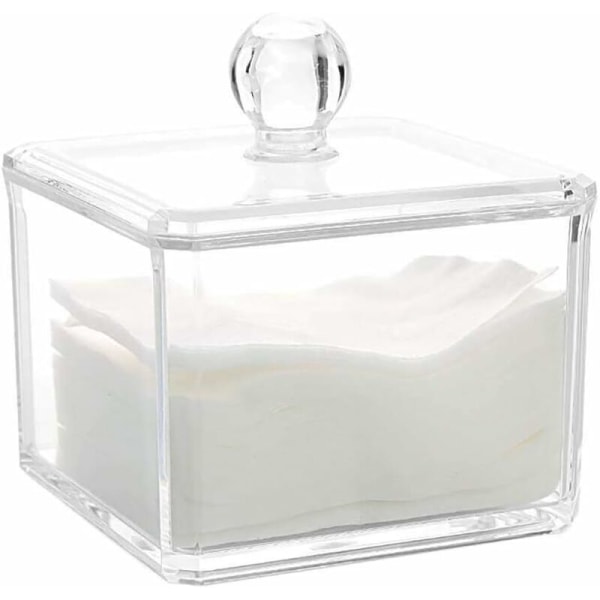 Akryl Bomullstops Behållare Förvaringslåda Kosmetisk Makeup Förvaringslåda För Alla Dina Kosmetika 9.5  9.5  10cm Transparent 1 st