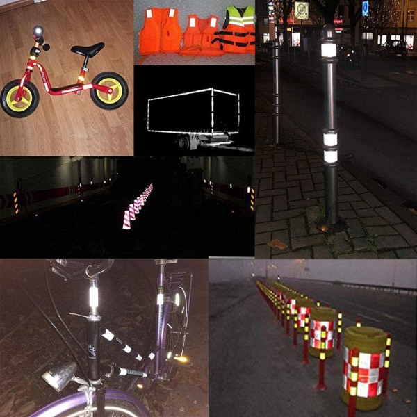 3 st reflekterande självhäftande tejp, reflex säkerhetsvarningstejp, säkerhetsmärke för bil/motorcykel/cykel/nattverksamhet (5 cm x 3 m)