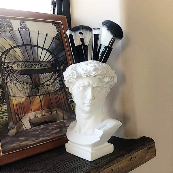Blomsterarrangement Planter Buste Pot Planter Statue David Planter Håndlavet Skulptur Hoved Resin Planter Pen Holder Opbevaring til Hjem Have Dekoration