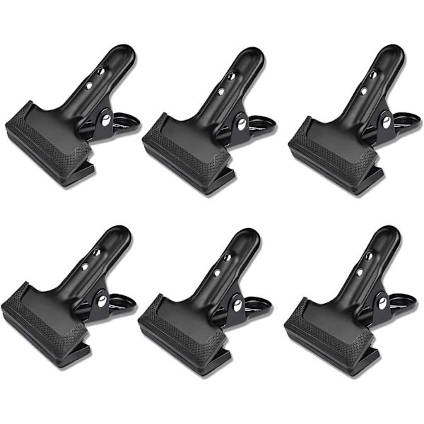 6 stk. metalfjederklemmer til fotos, fjederklemmer, stærke metalclips, sort, store, baggrundsklemmer til fotostudie, hjem, cykel, tegnebræt