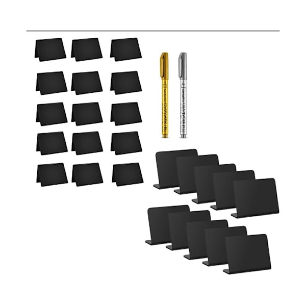 Mini svart tavla, mini displaypanel, 25 stycken mini skifferplastkrita, mini svarta bord, mini svart bordskylt, för buffé, bröllop, bageri, par