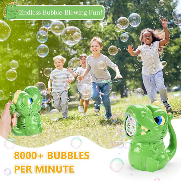 Bubbelmaskin, Automatisk Dinosaurie Bubbelmaskingevär Barn Utomhusleksak, Bubbelblåsningsmaskin Festgåva,