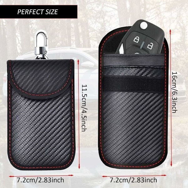 ETUI Anti Rfid Nyckel Bil Signal Faraday Faraday Ficka Backup, Set med 2 Fickor RFID signalblockering för bilnyckel, anti rfid fiber fiberskyddsfodral