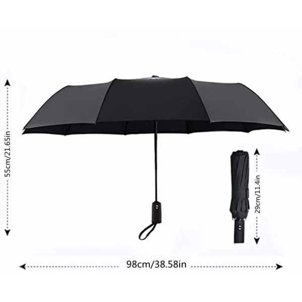 Sammenleggbar paraply UV-beskyttelse, automatisk svart paraplyfolding,