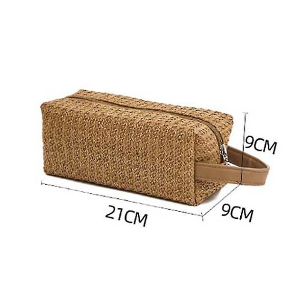 Capacity Pp Grass Travel Cosmetic Organizer Storage Pouch Wash Bag Makeup Bag. (brown)(1pcs)