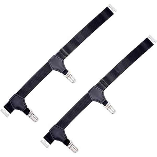 Herrar skjorta och strumpa clips justerbar längd （svart）2-delad