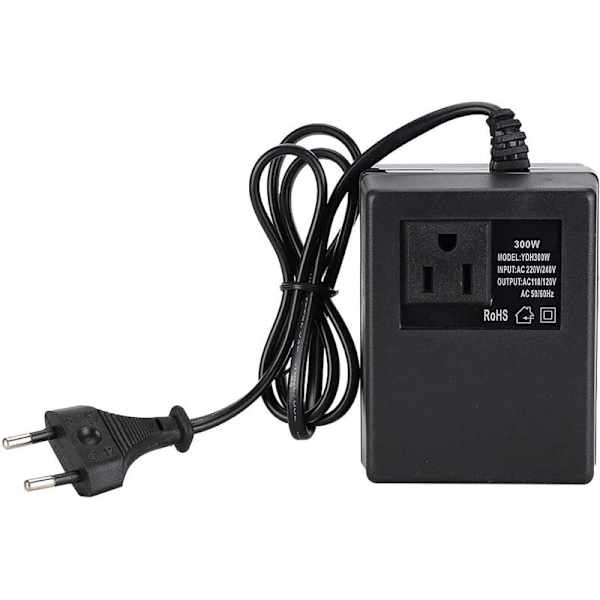 Puttine omformer, spenningstransformator 300W AC 220V reiseadapter til 110V for bærbare datamaskiner, kameraer (europeisk kontakt)