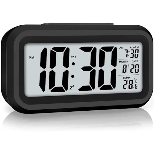 Digital väckarklocka för sovrum, batteridriven, 12/24 h display, snooze-funktion för tungsovare, barn