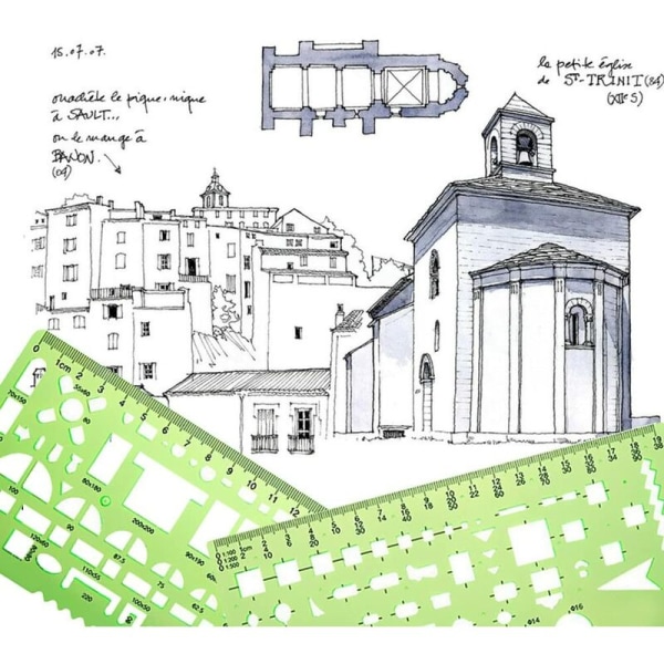 6 stk. Plast Måleskabeloner Måleskabeloner Støbeforme Stencils Tegnelinealer til Kontor og Skole, Lysegrøn
