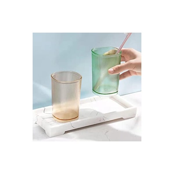7x10,5 cm Set med 2 okrossbara glas, badrumsmuggar, tandborsthållare i plast, badrumsmuggar, sminkhållare, set med 2 dricksglas re-rail