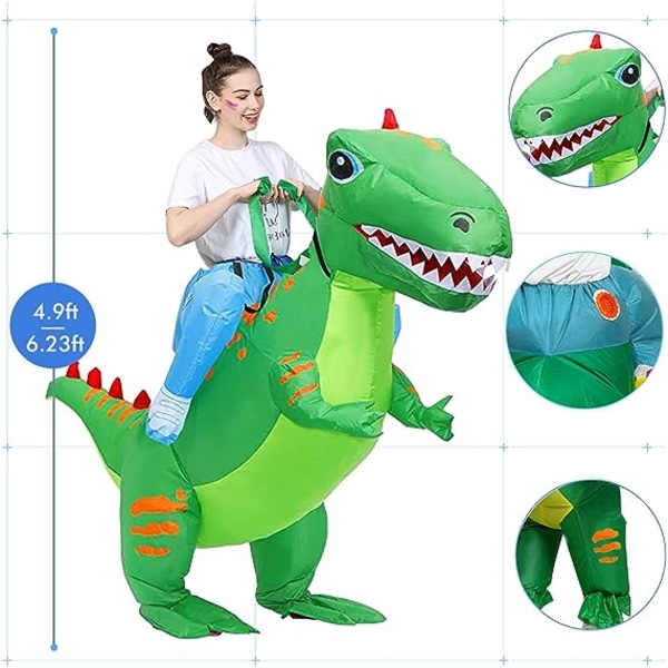 Uppblåsbar dinosauriekostym, rolig uppblåsbar kostym Halloween a