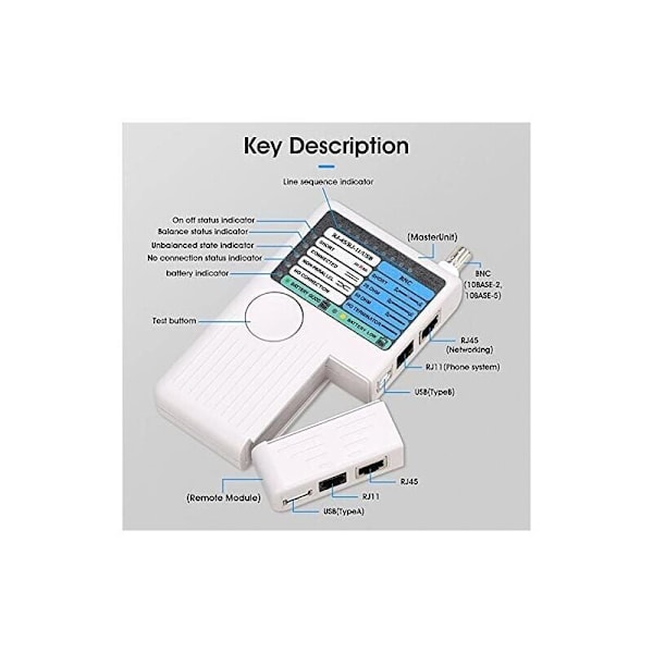 RJ11 RJ45 USB BNC Nettverkskabeltester for UTP STP LAN-kabel Tracer