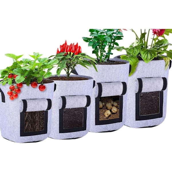 3 stk. Potetdyrkingspose, Potetdyrkingspose, Potetdyrkingspose med synlig klaff og håndtak for grønnsaker, frukt, blomster, poteter (svart)