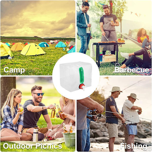 10L hopfällbar vattentank behållare väska med kran (24*20*20cm) Transparent bärbar hopfällbar camping vattenbärare för kontor, camping, juice,