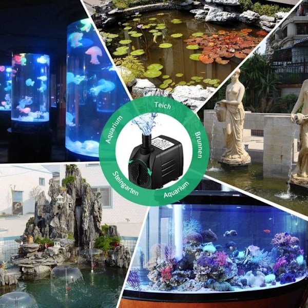 1500L/H Akvariepumpe, Mini Dam Pumpe Vandpumpe Modstandsdygtig over for Tør Forbrænding (36 Timer), Lille Nedsænkbar Pumpe til Akvarium, Dam, Springvand, Have Ingen N