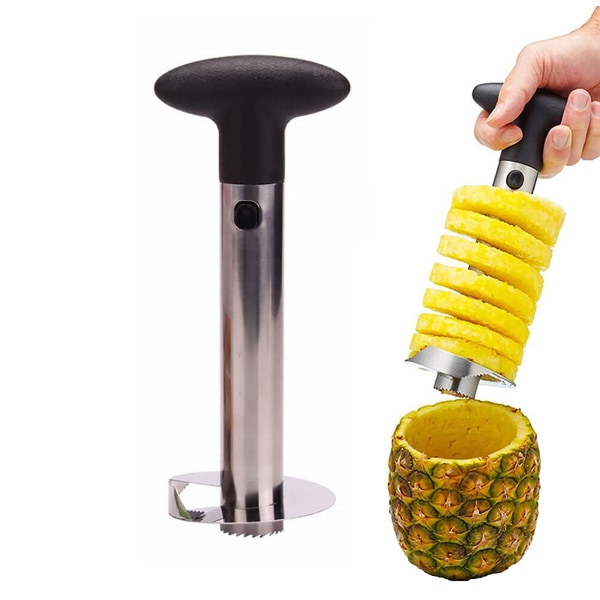 Ananasudkerner, skærefjernelsesværktøj, rustfrit stål med skarpe knive, til at skære frugtringe i terninger
