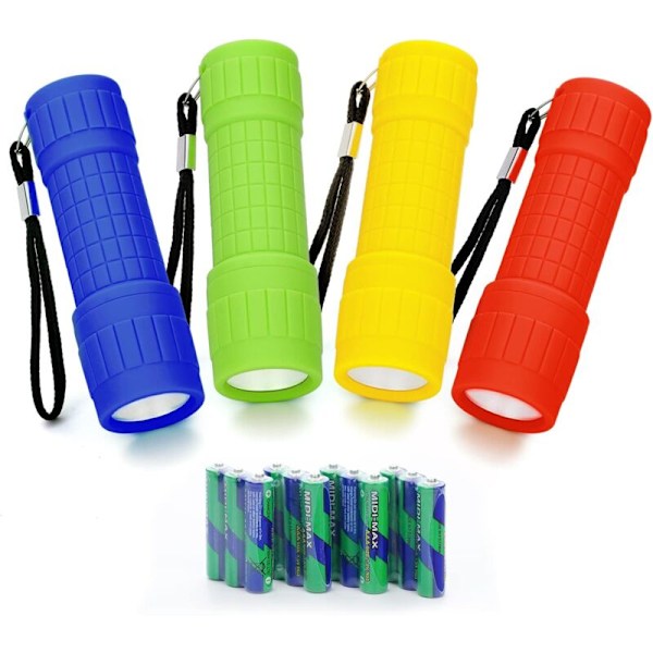 Mini ficklampa Ficklampa Set med 4 portabla halkfria lampor för barn och vuxna (Inget batteri)