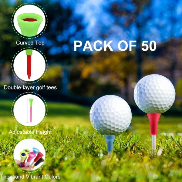 50 stk. Holdbar golfgummipude lang top tilfældig farve T-shirts Multi Co