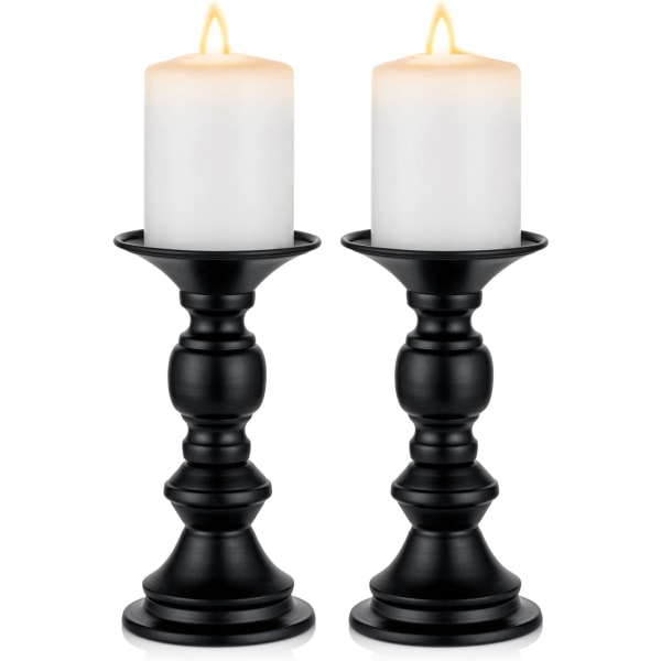 Set of 2 black metal pillar candle holders, wedding centrepiece candle holders, suitable for 50mm candle decoration, ideal for wedding special event