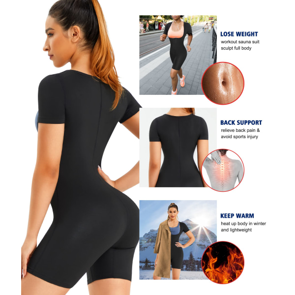 Sauna-svettebukse for kvinner - Full Body 3 i 1 Treningsbukse for slanking - Hot Vest Tummy Control Shapewear (XXXL)