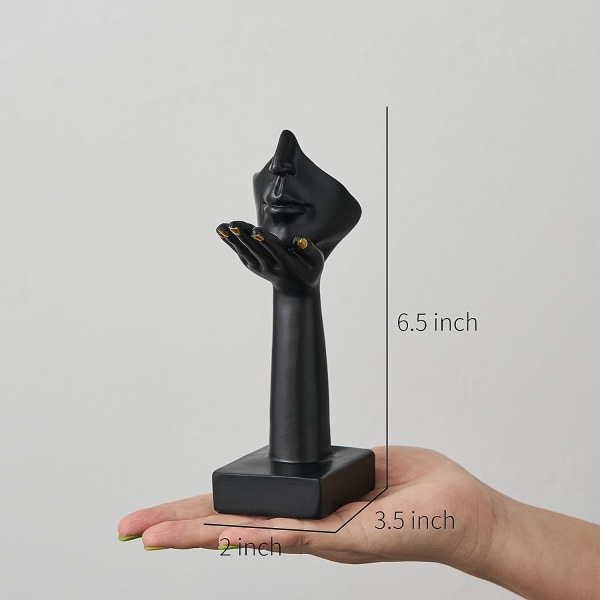 Abstrakt kunst kvinne ansikt statue, 6,7\" H tenker statue hjem dekor, samleobjekt figur hjem dekorasjoner for stue soverom kontor skrivebord, bok