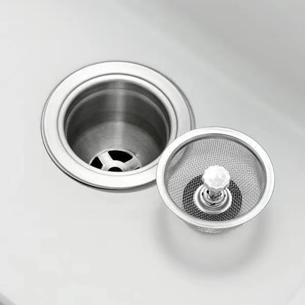 Kökssilsil ersättning Köksavloppskorg/Baffle/Plugg Rostfritt Stål Köksavloppssil, Silver