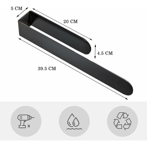 Håndklædeholder 39cm Badeværelse Ingen Boring Selvklæbende Håndklædeholder Rustfrit Stål (Sort)