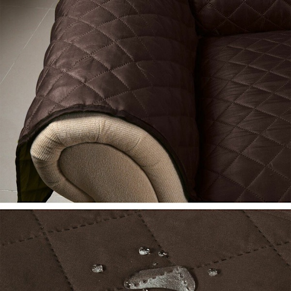 Brun, 170 x 170 cm retro europæisk diamant vendbar beskyttelsesbetræk til lænestol, polyester