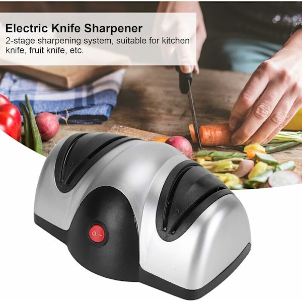 Elektrisk knivsliper, slipeknivsliper i 2 trinn, profesjonelt slipeverktøy, dobbel guide design for kjøkken/restaurant/kokk, (1 stk)