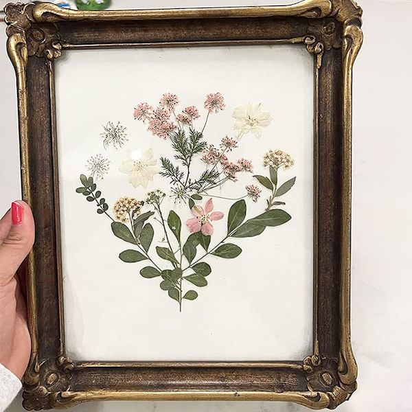 Naturlige tørkede blomster, 4 sett med tørkede buketter, blomsterhåndverk, håndlagde kronblader og blader for harpiks, scrapbooking, smykkefremstilling, anhengshåndverk.