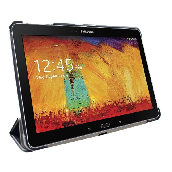 (Svart) för Samsung Note 10.1 2014-utgåvan läderfodral - SM-P600/P601/P605, handledshållare, droppsäkert TabS7FE, horisontellt och vertikalt roterbart