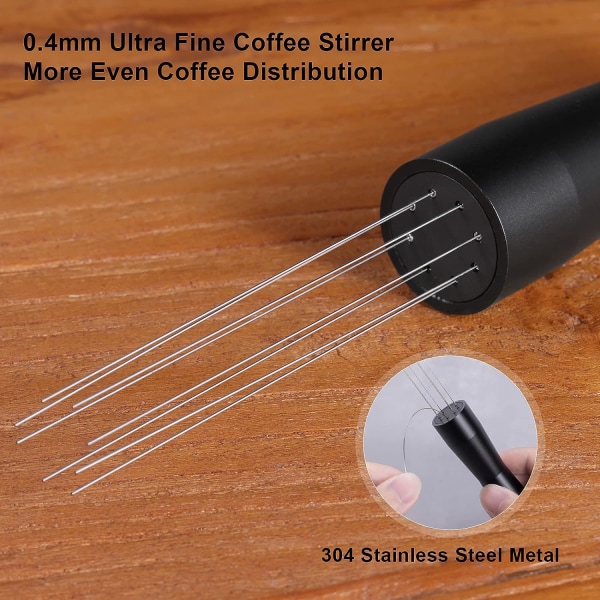 Espresso, POYET Kaffe Nåldispenser, Kaffe Tamper Espresso Kaffe Omrörare, Handhållen Omrörningsverktyg Inga Vassa Nålar - Svart