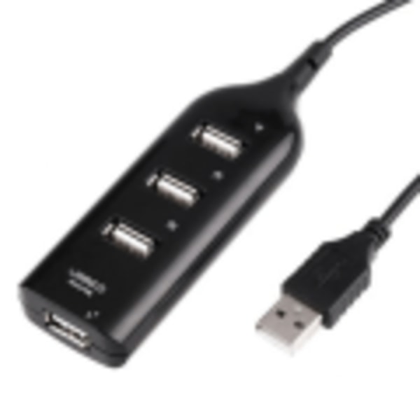 USB 2.0 Hub til 4-porter Svart