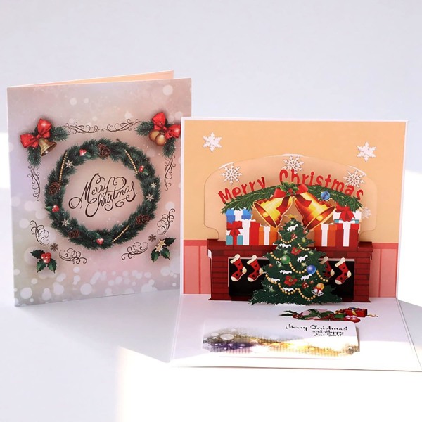 Christmas greeting cards, Christmas tree paper carving crafts, creative blessing cards, relatives and friends