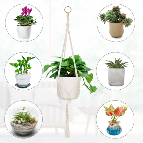 4 st macramé upphängningskruka, stöd för hängande krukor för blommor, macrame upphängning macrame växt bomullsrep upphängning burk växtdekoration interiör