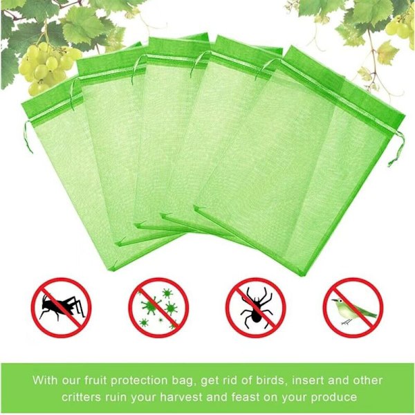 100 St Förvaringspåsar Nätpåsar Skydd av druvklasar mot fåglar och insekter getingar bålgetingar 30 x 20 cm