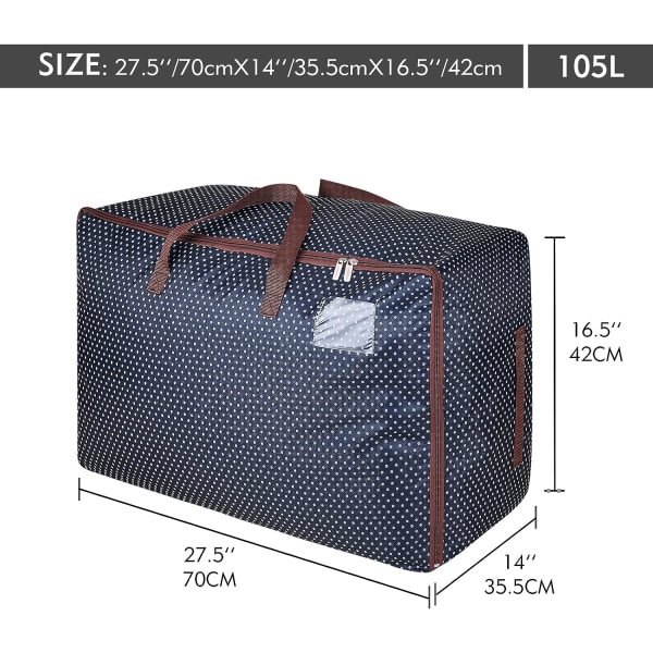 100L Tøjposer, (Blå) Tyk Oversized Organizer Opbevaringspose, Rejsetaske