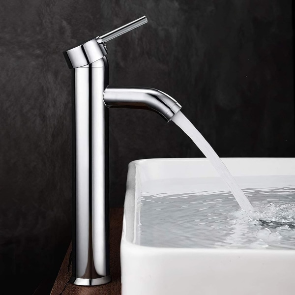 Electroplated High Model-Lavatory Faucet，Bathroom with High Basin Mixer Tap for Bathroom Sink or Sink, Hot and Cold Adjustable Basin Mixer Tap