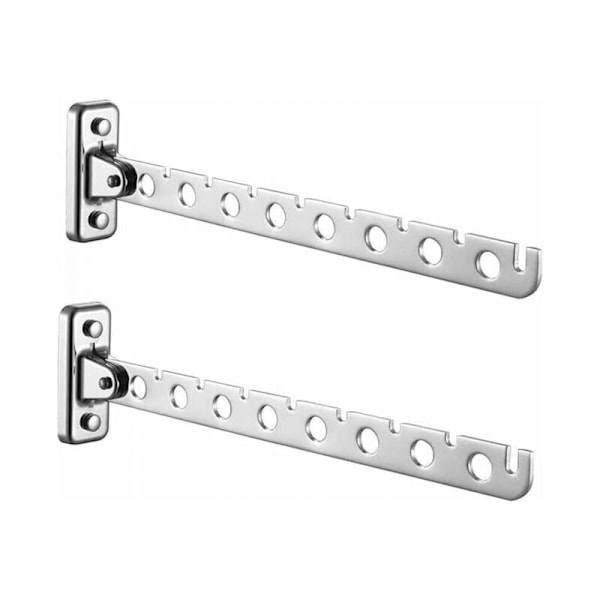 Rostfria Vikbara Klädtorkar - Väggmonterad Klädhängare för Kläder, Tvätt - Perfekt för Sovrum, Vardagsrum, Balkong (Silver 8 Hål)
