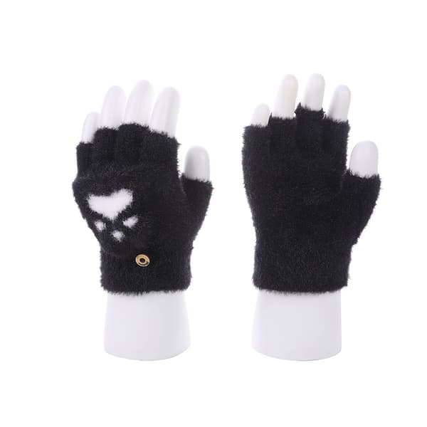Barnvantar vinter barn sammet förtjockning söt tecknad katt fingerhandskar full fingerhandskar barn vinter varm elastisk stickad carto