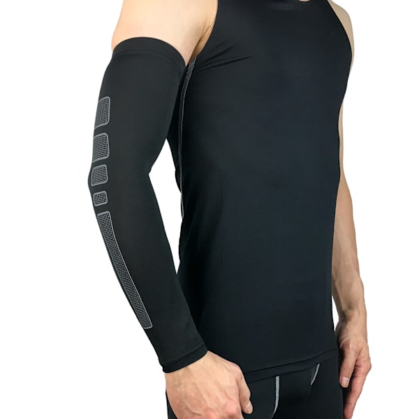 1 par kompressionsærme til støtte af armen - Effort Sport - Bra Elbow Cuff Langærmet elastisk åndbar albuebandage - Performance og restitution Mørkegrå（