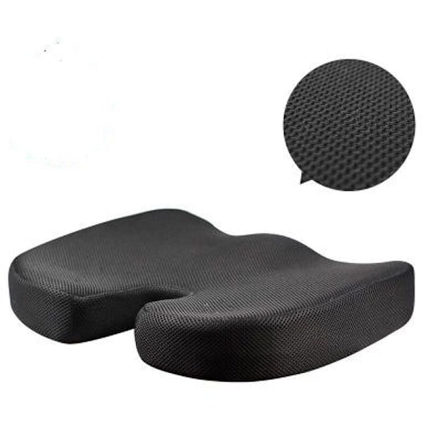 Kontorstolpute - Ergonomisk og ortopedisk pute i memory foam - svart, bred