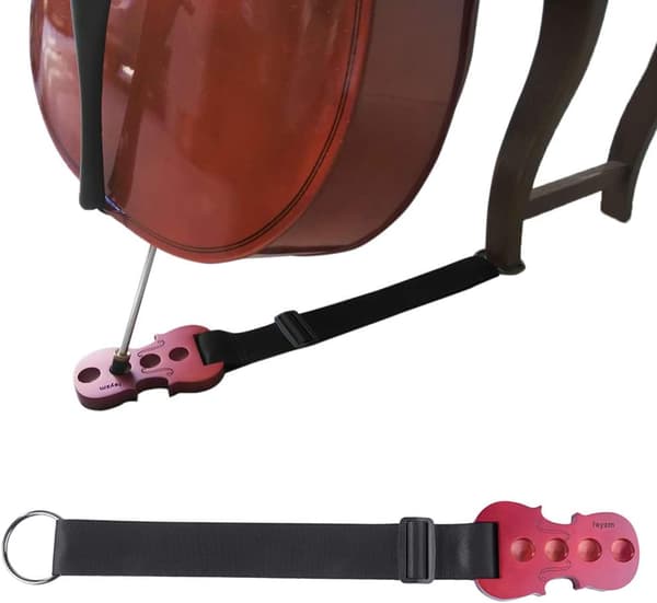 Antislipp-stopper/cello-enderstopper, gulvbeskytter for cello, solid lønnetre cello-ankerholder, ikke-slippende, 4 huller, nylonstropp