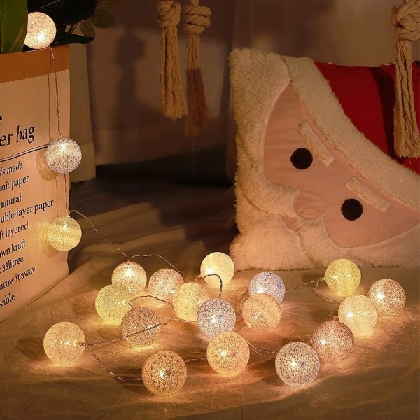 Macaron 20er 3M LED Ball Light Color Cotton Ball Fairy Lights Julepynt Hjemmedekorasjon Jente Prinsesse Barnerom Bryllupsatmosfære