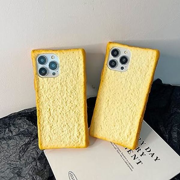 Sød telefoncover, kompatibel med iPhone 12 Pro, sjovt analogt toast morgenmad fire hjørner cover, stødsikkert silikone