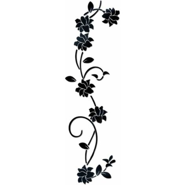 Flower Vine Akryl Spejl Wall Stickers, Elegant Spejl Indstilling